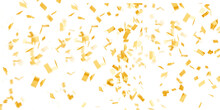Golden Confetti Falling On Transparent Background