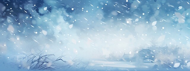 Wall Mural - Header background of snowing landscape in a winter lake