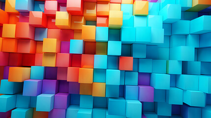 Wall Mural - abstract background of colorful cubes. Generative AI