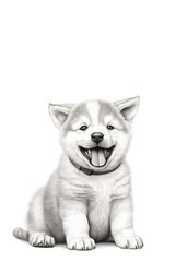 Wall Mural - Cute little puppy Portrait of siberian husky puppy, sketch drawing, copy space for text