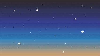 Sky with stars.background in pixel art. 