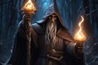 Evil faceless Wizards casting spells, dark and scary night, realistic, detailed, horror, spooky, terror above a pile of corpses, fantasy, intricate, elegant, highly detailed illustration