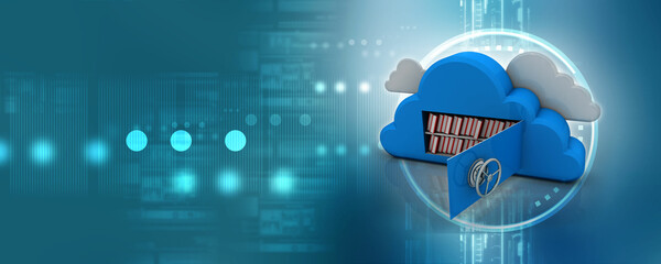 Poster - 3d rendering cloud  folder storage with locker
 