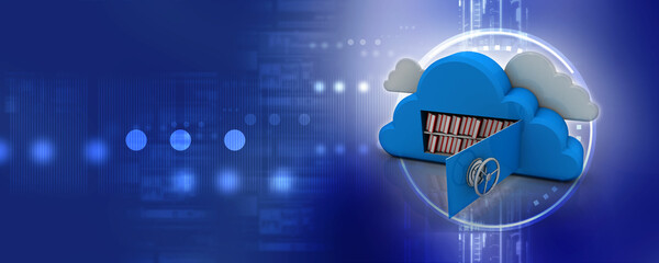 Poster - 3d rendering cloud  folder storage with locker
 