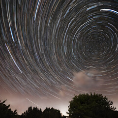 Time-lapse photography of stars in the sky