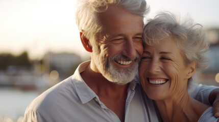 couple senior family smile and happy activity together, cuddling, warm hugs, senior or adult love, m