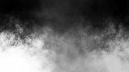 White fog or smoke on black background.	