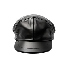 Canvas Print - black leather cap isolated on transparent background Remove png, Clipping Path, pen tool