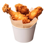 Fototapeta Młodzieżowe - Fried chicken in paper bucket isolated on transparent background