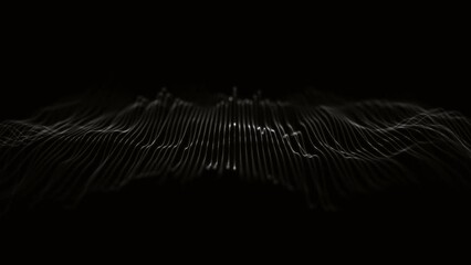 Poster - Minimal Design Waving Mesh Lines Background/ 4k motion graphics of an abstract fractal organic mesh surface with particles lines slowly waving