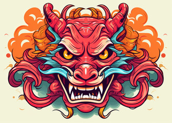 Wall Mural - Evil graphic head art face symbol illustration mask design mascot demon devil tattoo