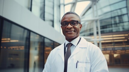 Portrait of a doctor in front of the hospital