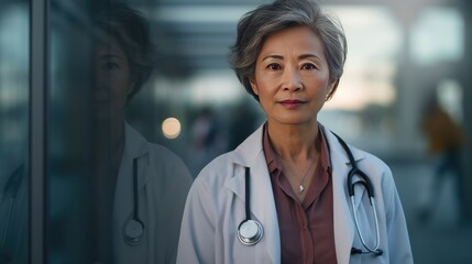 Portrait of a doctor in front of the hospital