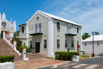 Sticker - St. Peter's Church on 33 York Street in St. George's town center in Bermuda. Historic Town of St. George is a World Heritage Site since 2000. 