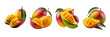 Set of Delicious mango fruits, isolated on transparent background