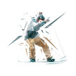 Snowboarding, isolated low poly vector illustration, winter sport athlete, snowboarder