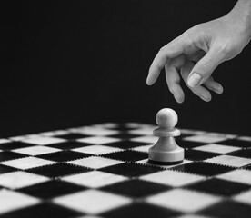 Poster - Next Steps are shown with photo of hand with pawn on the chessboard. Planning Process