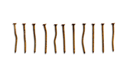 Sticker - Old rusty nails isolated on white background