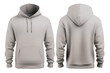 Mockup Blank grey hoodie in front and back view,  transparent background