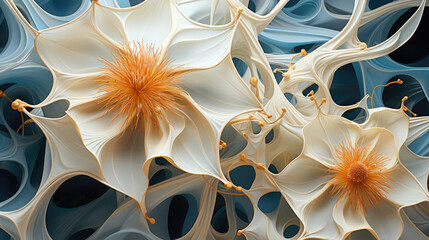 Botanical Abstract Background with Enigmatic Volumetric Florals.