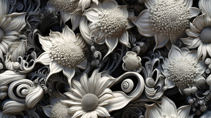 Botanical Abstract Background with Enigmatic Volumetric Florals.