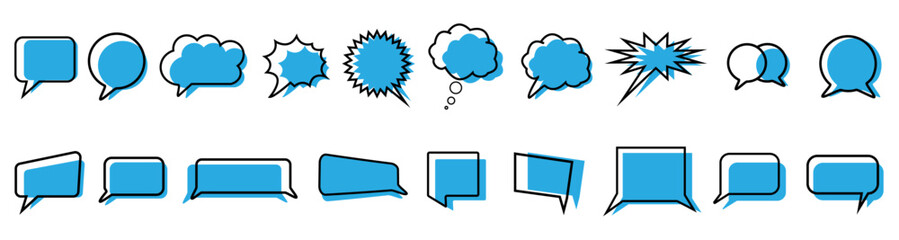Wall Mural - speech bubble flat vector set. think or talk clouds symbol collection.
