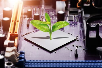 Poster - Trees are growing on small circuit board innovations.