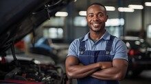 A Picture Of A Young Mechanic Holding A Wrench And Smiling While Ready To Fix Cars.