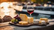 © abu - glass of wine and cheese by the river Seine