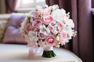 Poster - Beautiful fresh bouquet of flowers for the bride close up