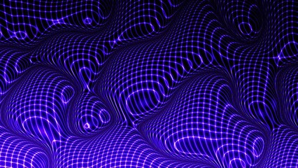 Leinwandbilder - Technology digital wave background concept. Beautiful motion waving dots texture with glowing lines. Cyber or technology background.