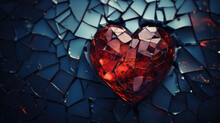 Broken Heart. Abstract Background Of A Heart Broken Into Small Pieces And Ready To Collapse.