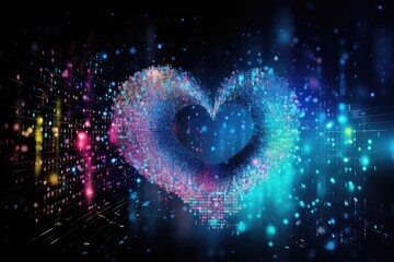 digital illustration of binary code in a heart shape