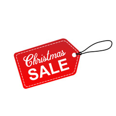 Canvas Print - Christmas sale red tag vector banner design for use to your business website or shop isolated on white background.