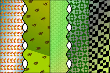 Wall Mural - Multiple digital patterns green - Vertical - MP04