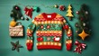 festive national ugly christmas sweater day decorations in vibrant flat lay composition