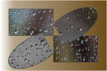 Wall Mural - Multiple rain drop patterns on a metallic 3d surface - MP37