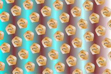 Digital symbol pattern on a neon and burgundy backdrop
