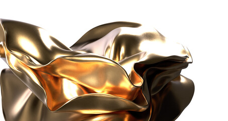 Wall Mural - Golden Folds: Abstract 3D Gold Cloth Illustration with Mesmerizing Texture