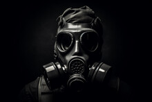 a gas mask in a black background