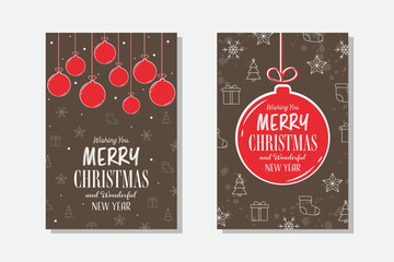 Wall Mural - Christmas ball greeting card. Abstract design. Set. Vector illustration