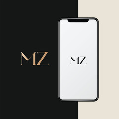 Wall Mural - MZ logo design vector image