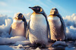 Emperor penguins on the surface in Antarctica. Nature concept. Generative AI