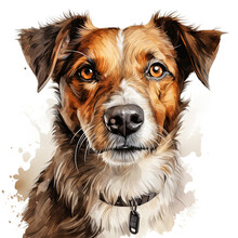 Watercolor Jack Russell Terrier Clipart, Generative Ai