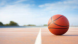 Fototapeta Sport - basketball ball on the floor in the stadium