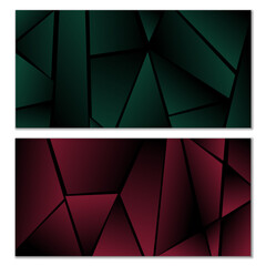 Abstract polygonal pattern. Set of two dark gradient polygonal backgrounds. Background design, cover, postcard, banner, wallpaper