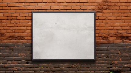 Billboard mockup with blank front, realistic on a mockup template in grunge brick wall ,