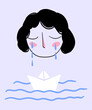 © ADDICTIVE STOCK - Depressed woman crying while boat floating in sea
