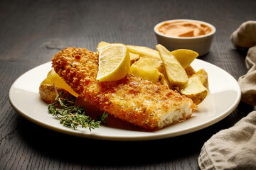 Wall Mural - plate of fish and chips