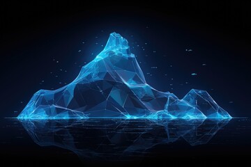 Poster - A stunning blue iceberg gracefully floating on top of a body of water. Perfect for nature and landscape enthusiasts.